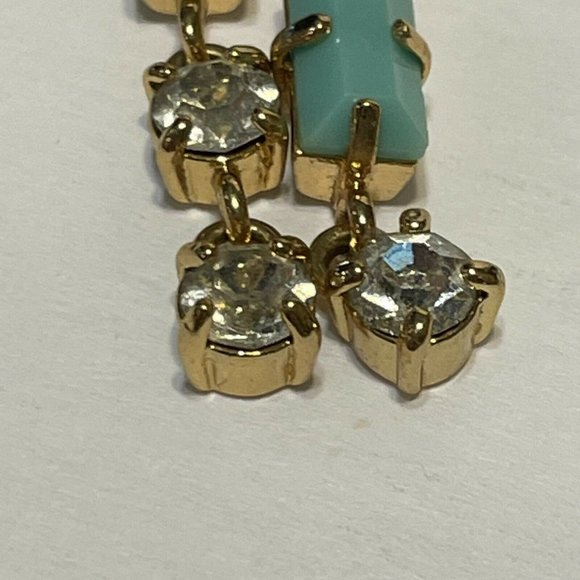 C wonder gold tone dangle rhinestone drop earrings blue Pierced Ears - Picture 8 of 8